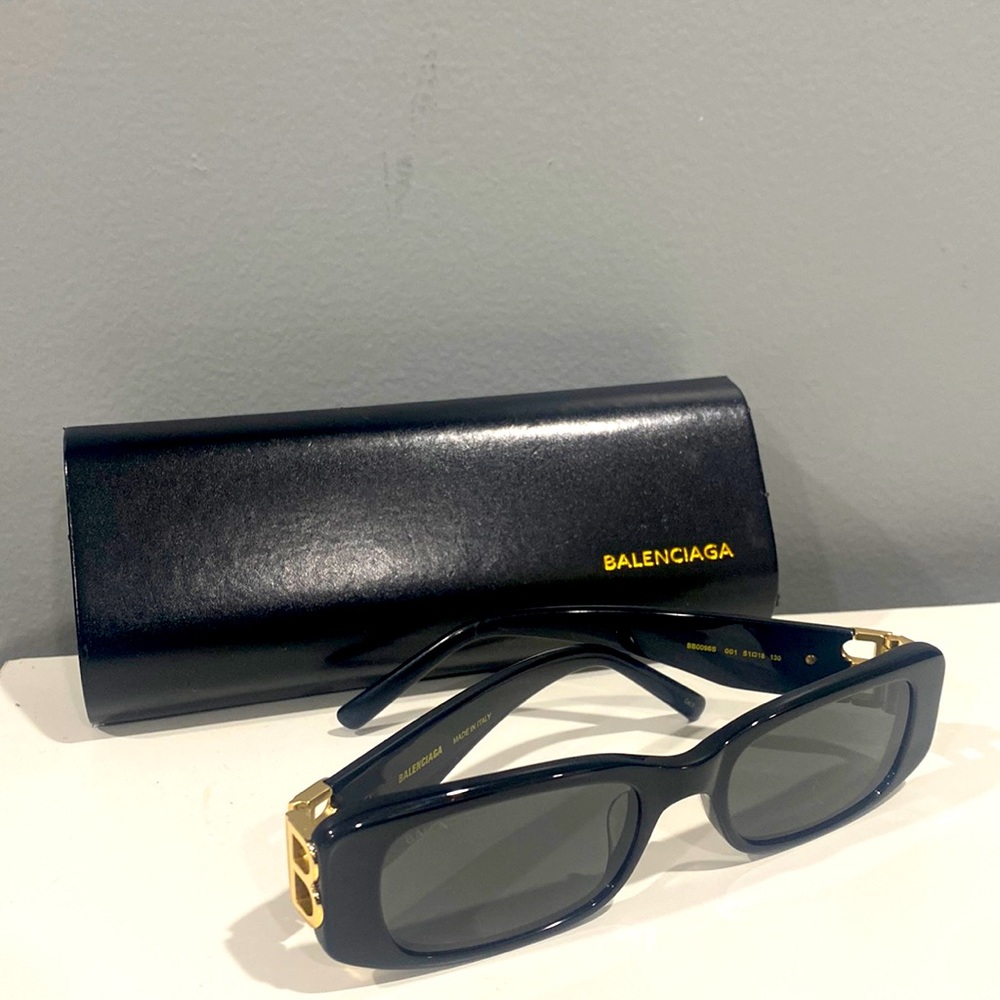 Black Balenciaga rectangular sunglasses